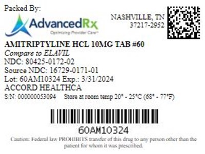 Amitriptyline HCl 10mg Tab Qty 60 Ndc 80425 0172